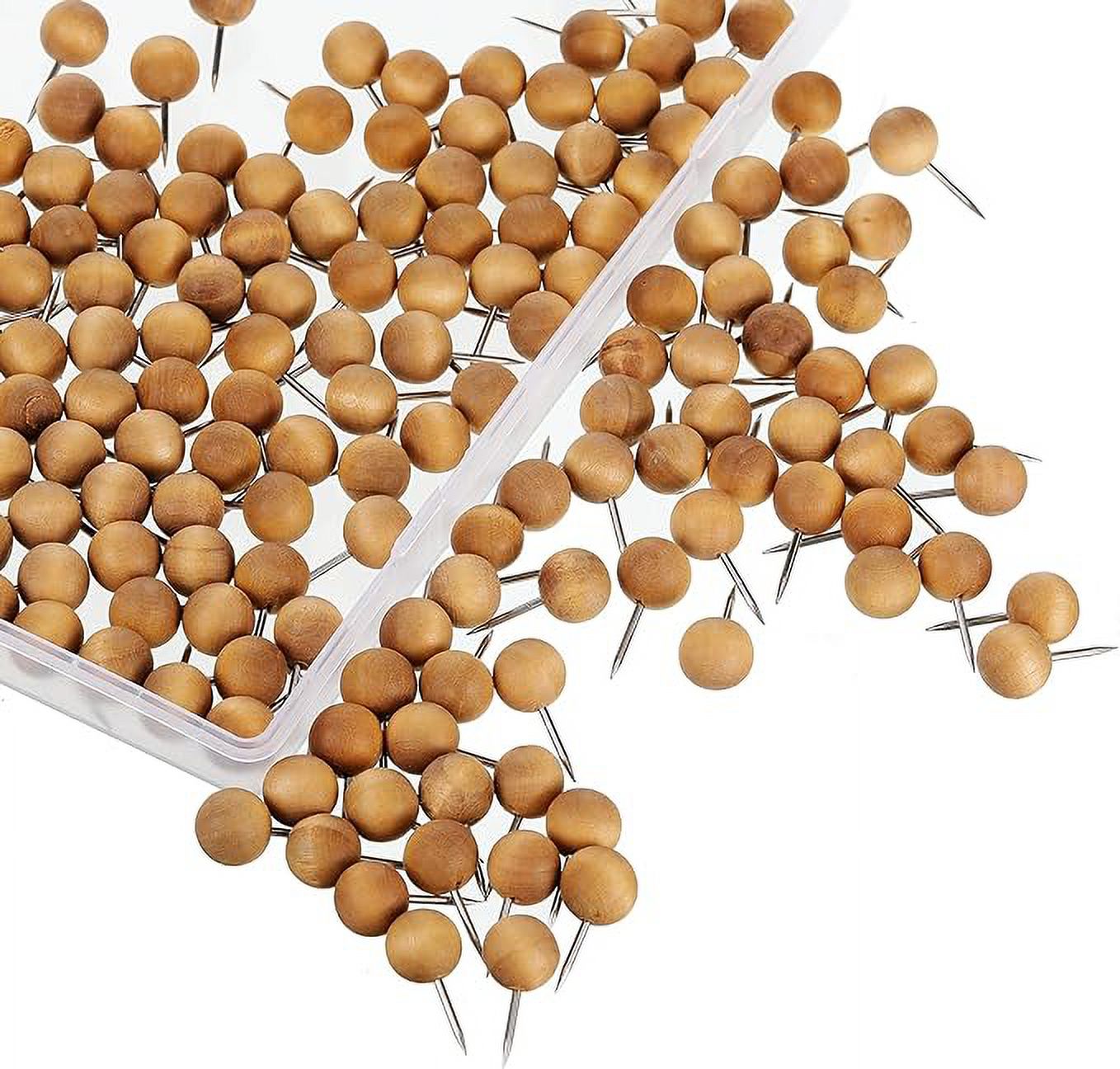 Wooden Push Pins Thumb Tacks Push Pins for Cork Board Round Head Map