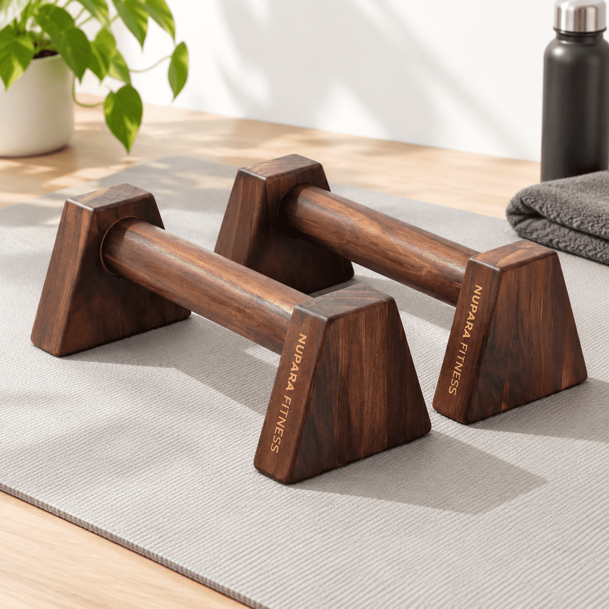 Piralettes Wooden Push Up Bars For Floor | Parallettes - Walmart.com