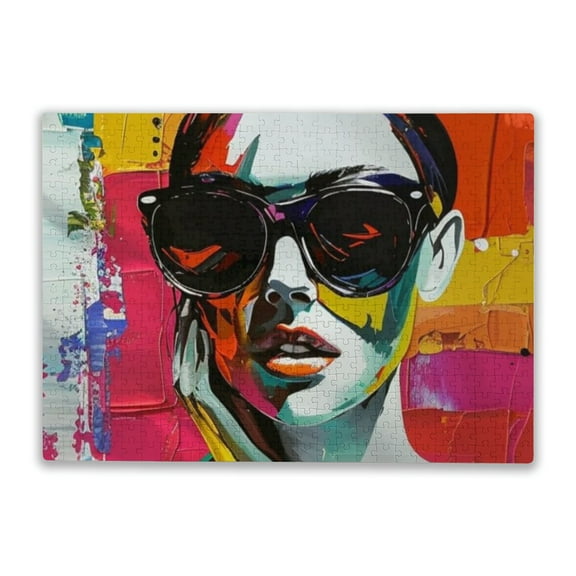 Wooden Puzzle 500 Pieces For Adults - Colorful Female Face Art For Players Who Like To Challenge The Difficult And Unlock More Complex Patterns In Hd