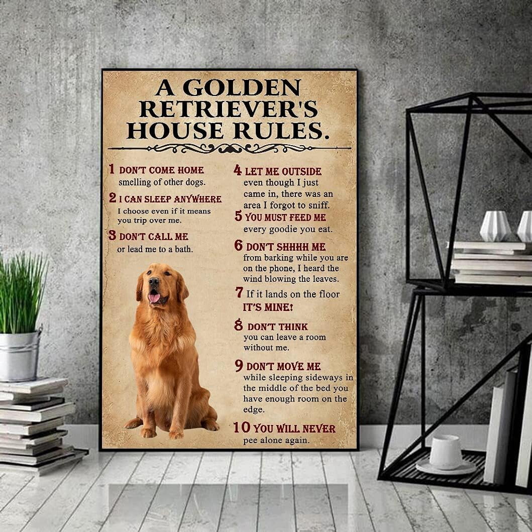 Wooden Puzzle for Adults Golden Retriever House Rules Funny Golden Dog