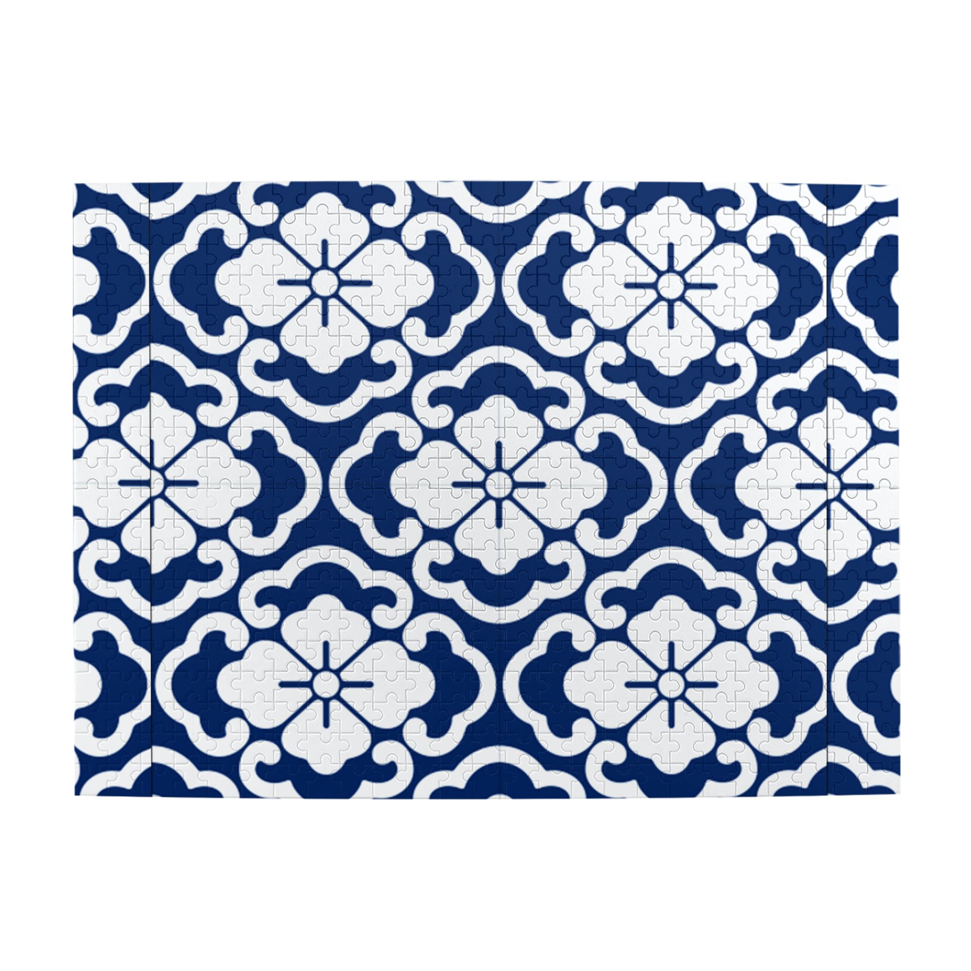 Wooden Puzzle Blue floral background 500-Slice Puzzle for All Ages ...