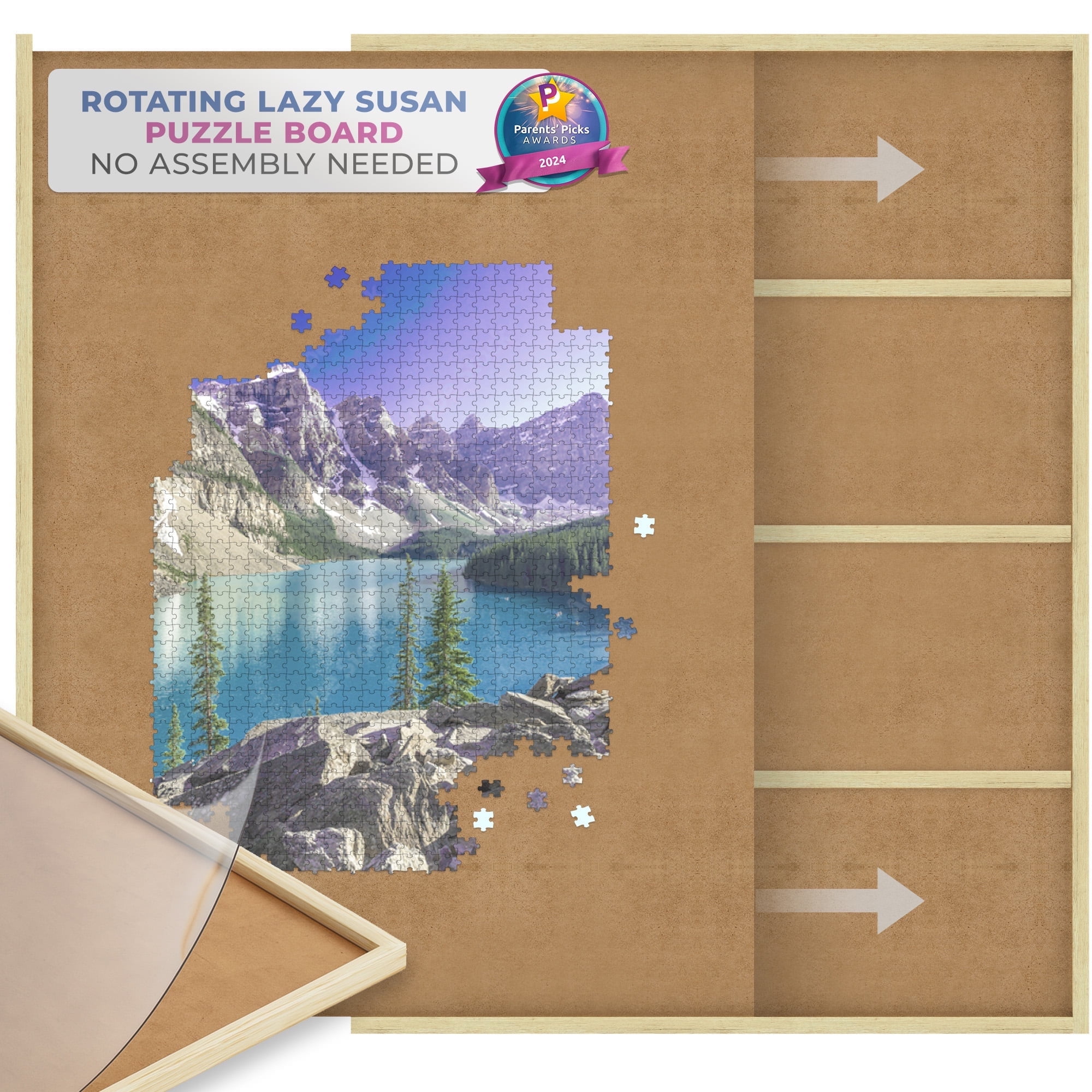 Beyond Innoventions 1000 Piece Wooden Jigsaw Puzzle Board -Portable Puzzles Tables for Adults, 30” x 22”, 4 Drawers