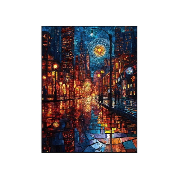 Wooden Puzzle City Night View Animal, Assembly Toy for Ages 8+, Develop Thinking & Motor Skills, Birthday Gift