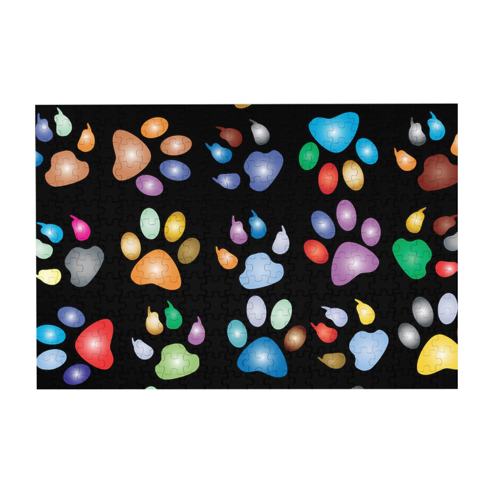 Wooden Puzzle Colorful dog paw prints 300-Slice Puzzle for All Ages ...