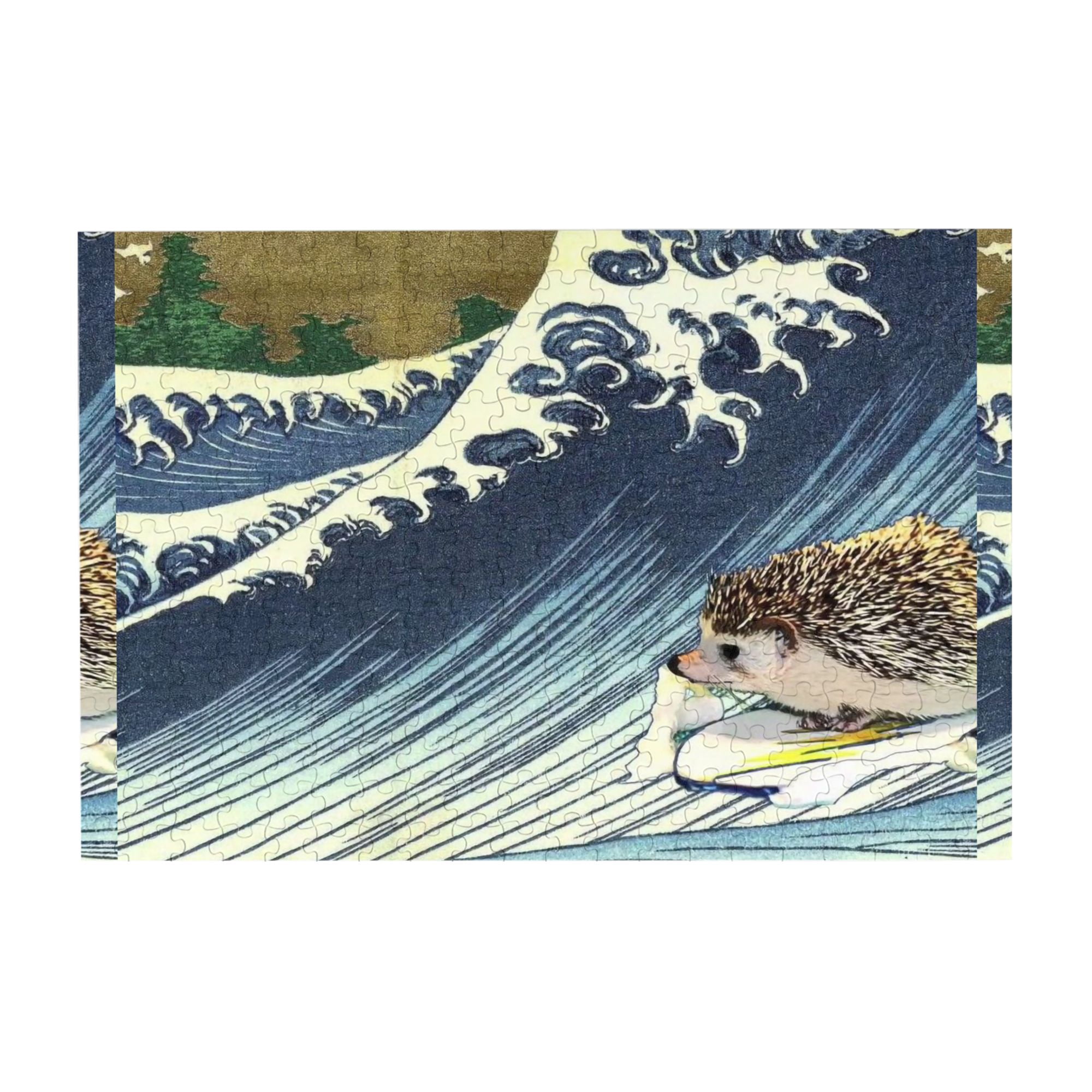 Wooden Puzzle Cool Hedgehog Surfing Great Wave 500-Slice Puzzle for All ...