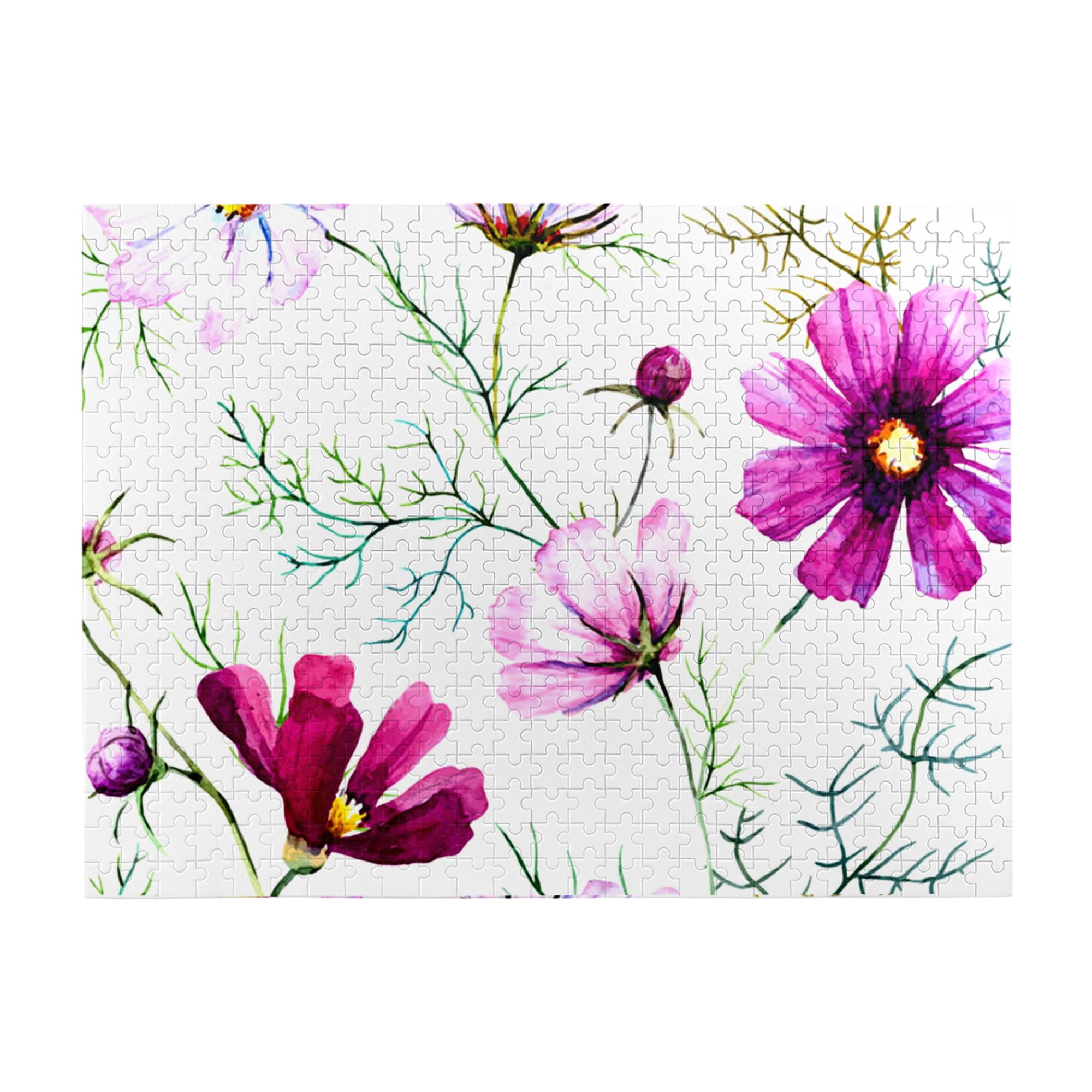 Wooden Puzzle Pink And White Flowers Wild Flowers 500-Slice Puzzle for ...