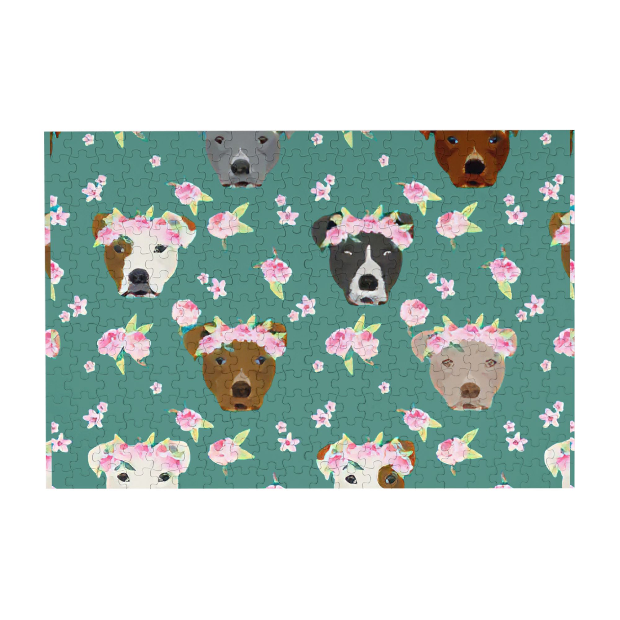 Wooden Puzzle Pitbull Flower Crown 500-Slice Puzzle for All Ages Gifts ...