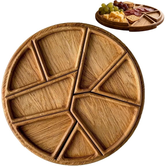 Wooden Puzzle Serving Tray Split 8 Section Snack Dish for Fruits Nuts Pizza Bread Christmas Serving Table Trays Coffee Tray Puzzle Trays Food Serving Dishes Stylish