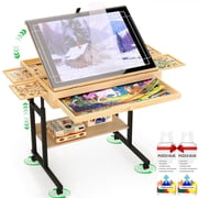 QDKGH Wooden Puzzle Table with Drawers for 1500 Piece Puzzles Adjustable Height Felt Surface Lockable Wheels 1 Pack 33.8x 25.55 Inch