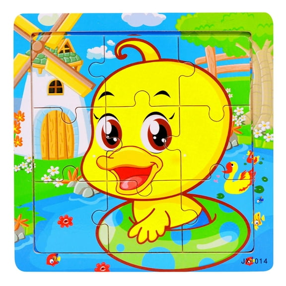 Wooden Puzzle Toy, Educational Baby Brain Teaser, 9 Small Blocks Animal Patterns, Colorful Kids Developmental Training Game for 3-7 Years Old, Easy to Install Home Play