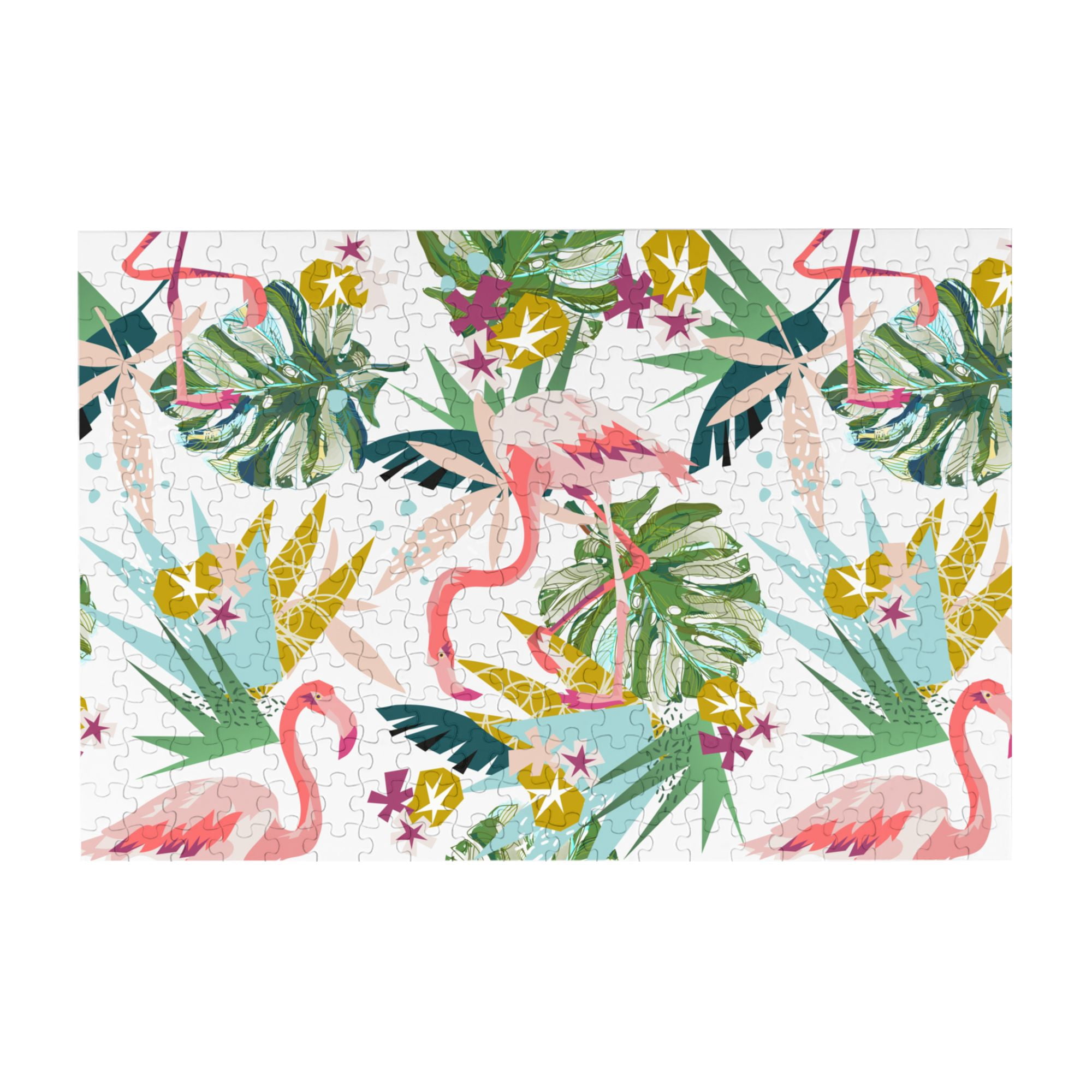 Wooden Puzzle Tropical Pink Flamingo 300-Slice Puzzle for All Ages ...