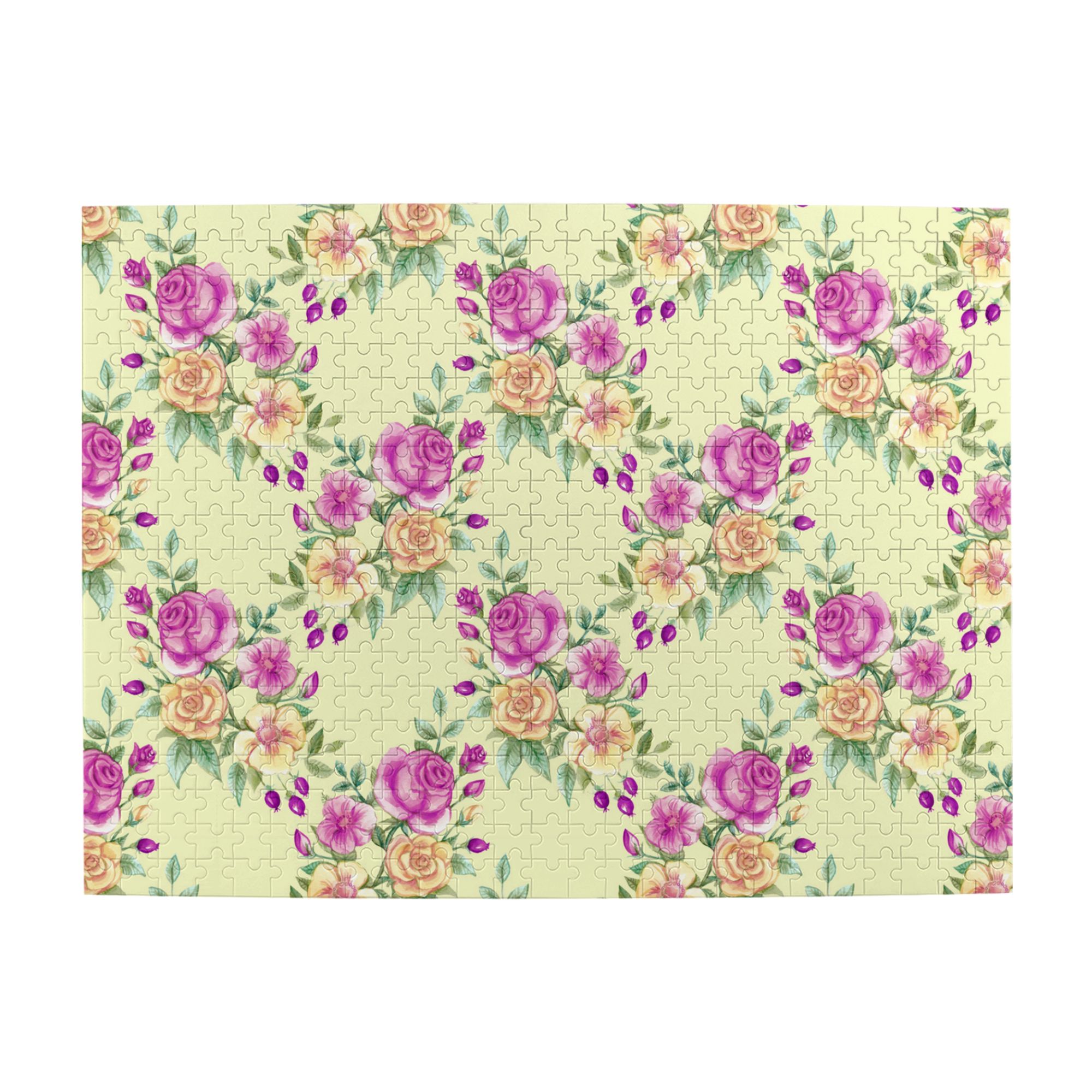 Wooden Puzzle flowers watercolor roses background 500-Slice Puzzle for ...