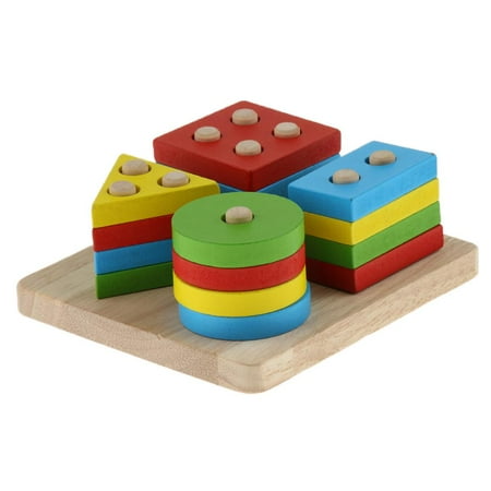 Wooden Puzzle with Colors And Shapes Sorting Blocks Game Educational Toy for Small to Large Parrot Birds Toy