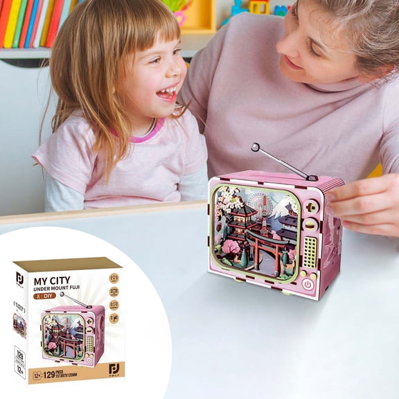 Wooden Puzzle with LED Lights, DIY Craft Model Kit for Adults, Creative Building Set and Unique Home Decor Gift for Travel Lovers