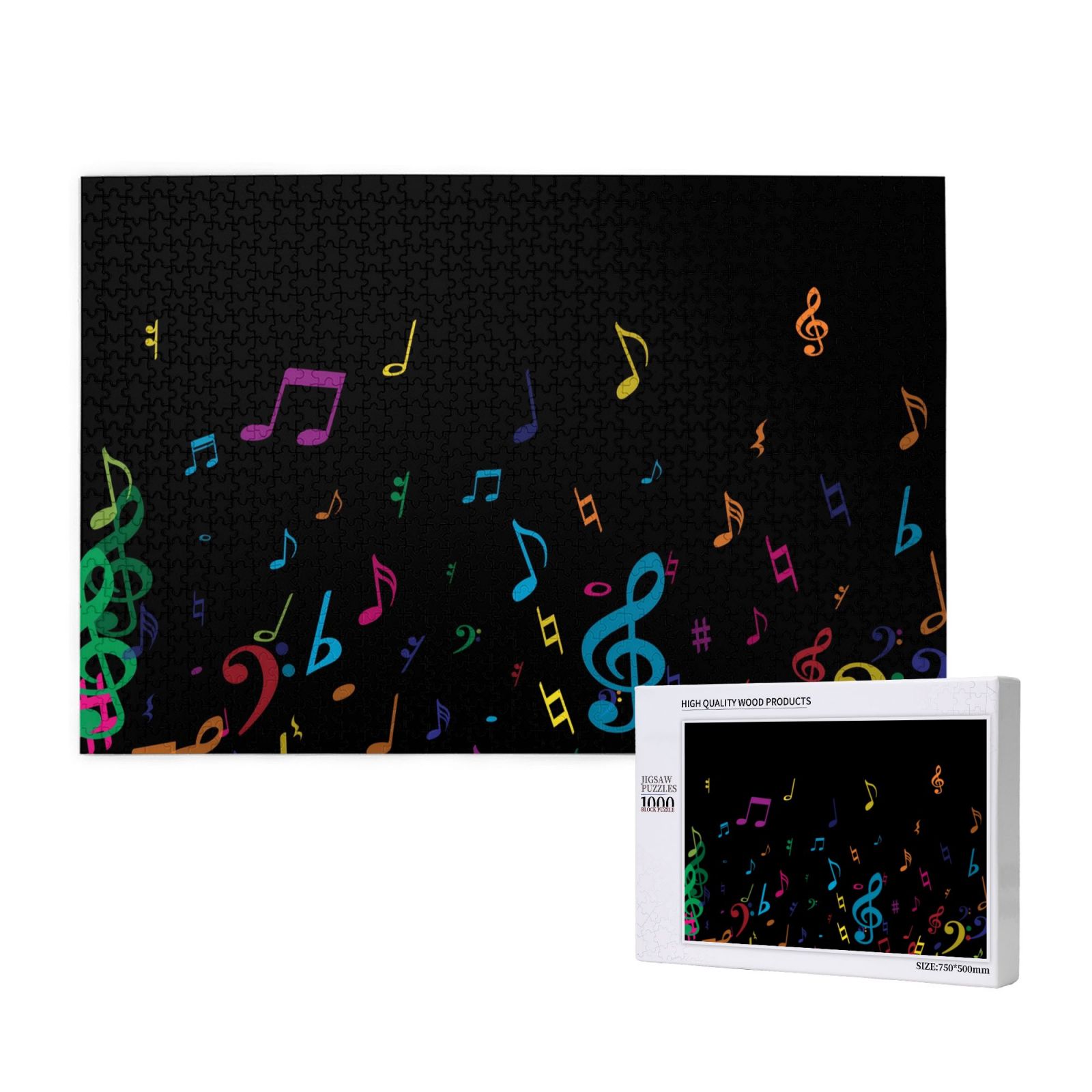 Wooden Puzzles for Adults 1000 Pieces, Color Musical Notes Challenge ...