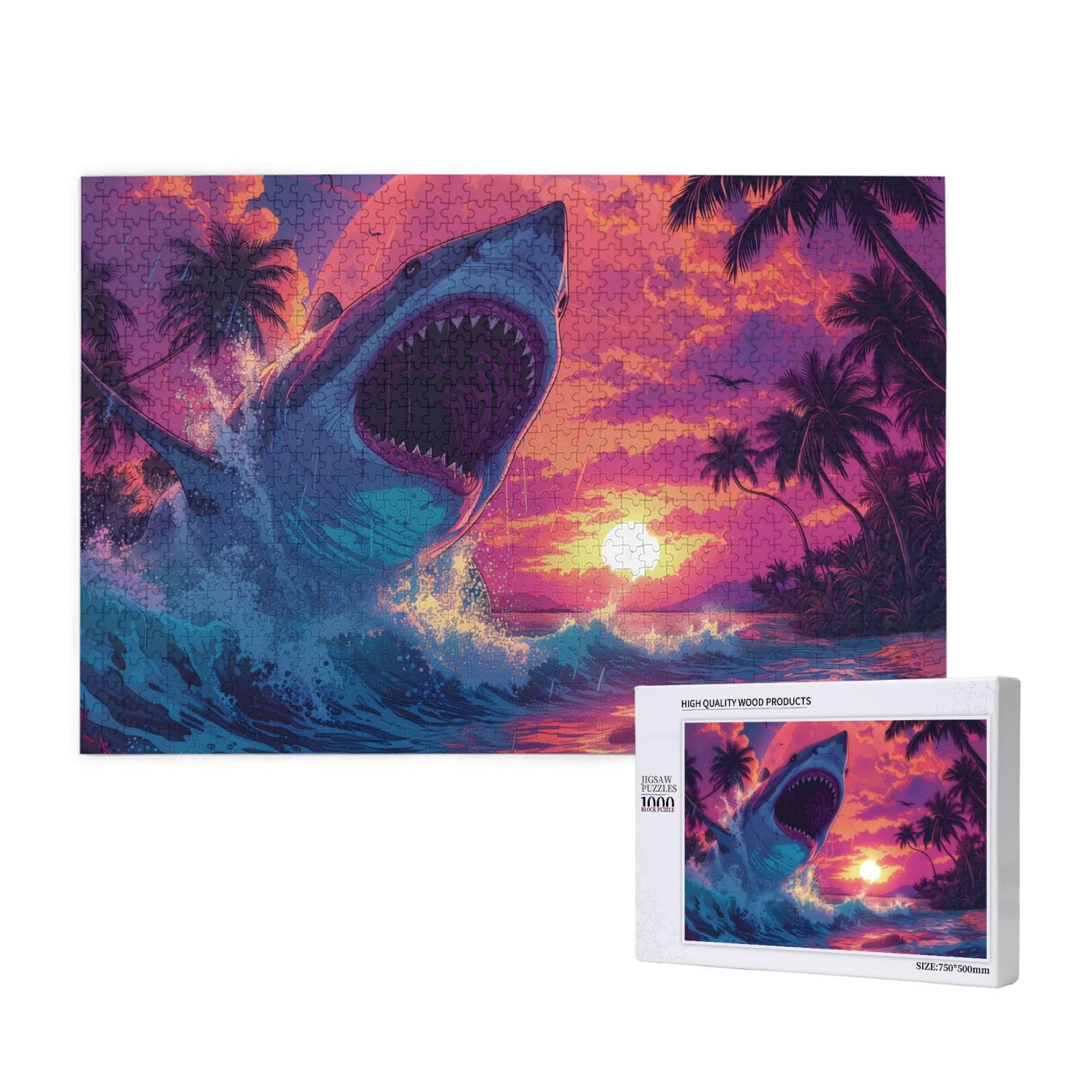 Wooden Puzzles For Adults 1000 Pieces, Coconut Palm Tree On Beach Challenge Jigsaw Puzzles Adults Wood Puzzles Adult Games Party Holiday 29 5 X 19 7 Inches