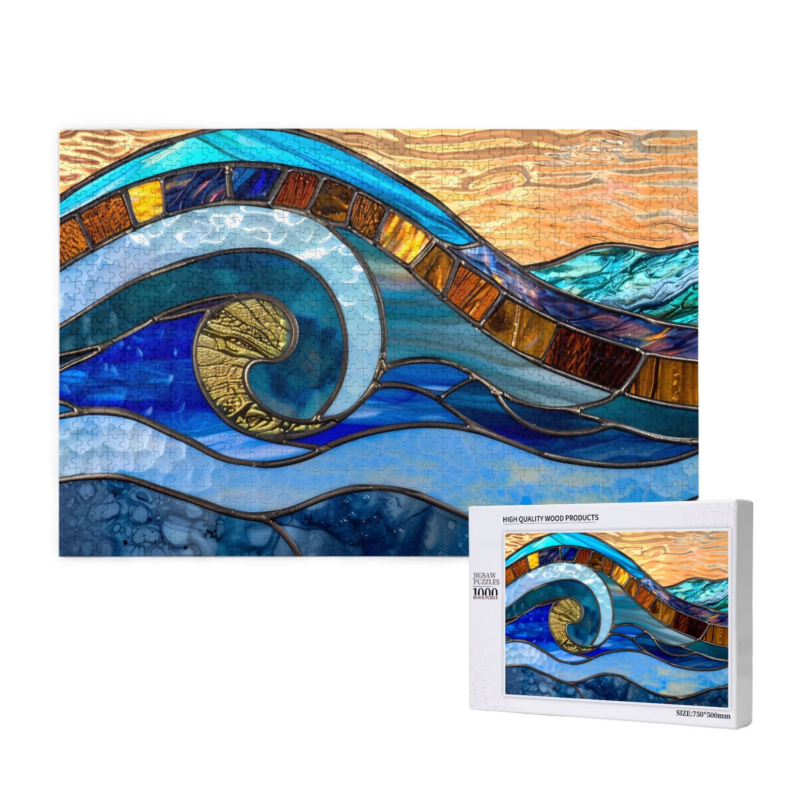 Stained Glass Butterfly Wooden Puzzle For Adults - 11.4" Circular Wood Jigsaw Puzzle, Unique Gift