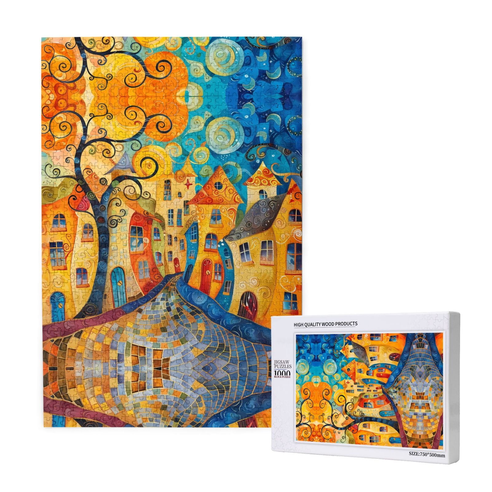 Wooden Moonlit Clock Tower Puzzle - 145 Pieces Adult Puzzle, 11.7x6.3in