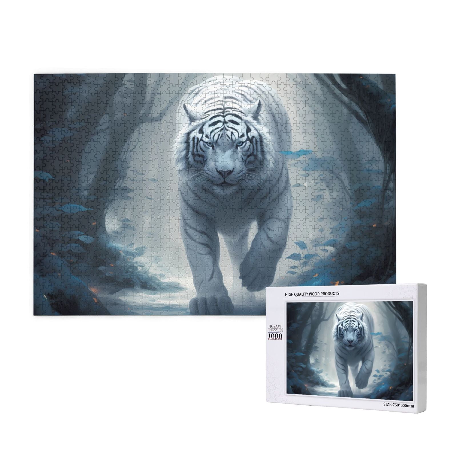Wooden Tiger Family Jigsaw Puzzle For Adults - 100 Pieces, 3D Vision Design, 8.5x8.5 Inch