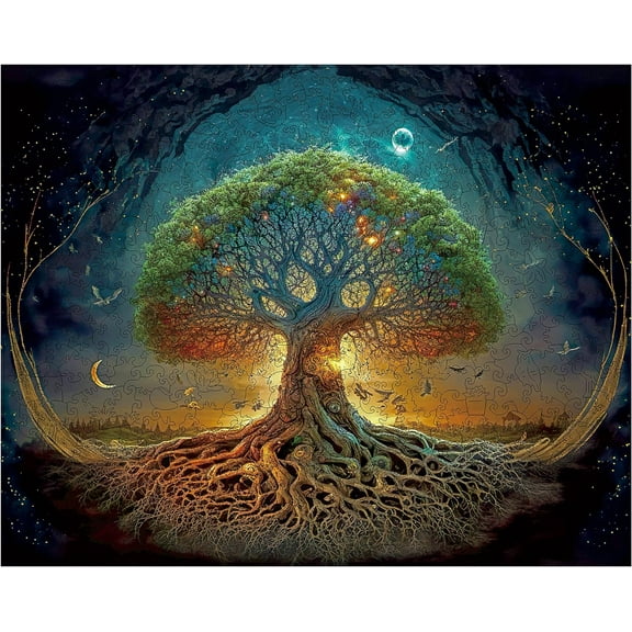 Wooden Puzzles for Adults Tree of Life 200 Piece Puzzles for Adults, Medium Size 8.9'' x 12.6'' Luxurious Unique Shape Puzzles Beautiful Package Best Gift for Family Friends