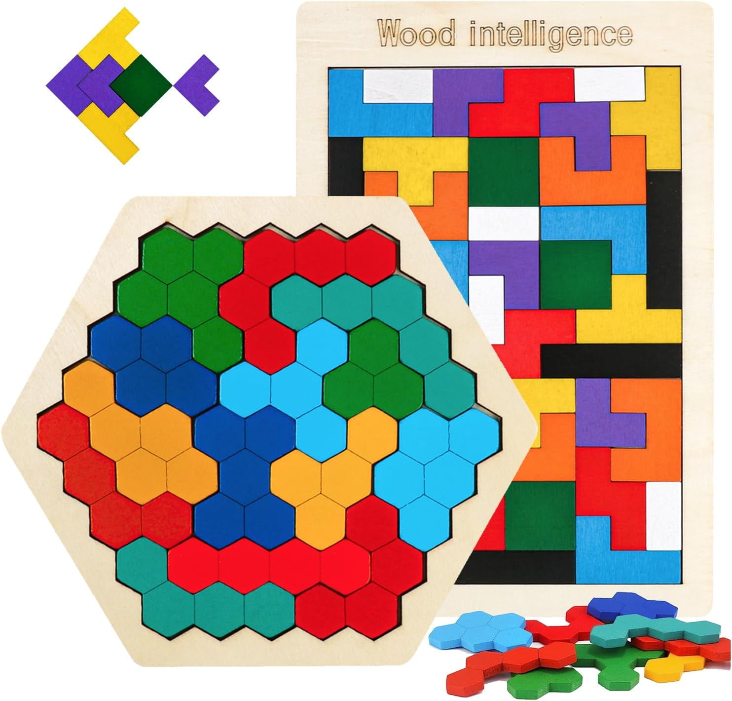 Wooden Puzzles Blocks Brain Teasers Logic Games for Classroom & Party ...