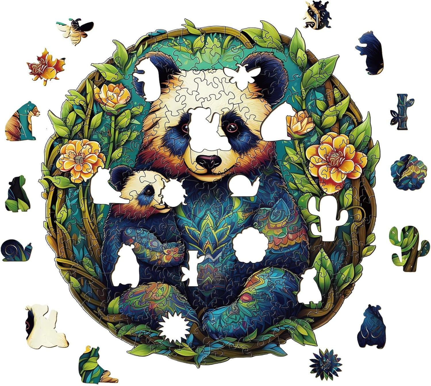 Wooden Puzzles For Adults, Panda Family 2 Wooden Jigsaw Puzzles For ...