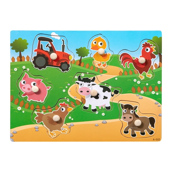 Wooden Puzzles For Preschoolers Farm / Marine Life Themes With Peg Pieces Fun Table Game
