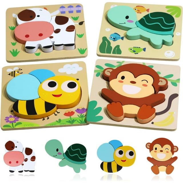 Wooden Puzzles for Toddlers 13, Animal Puzzle for Kids, Montessori