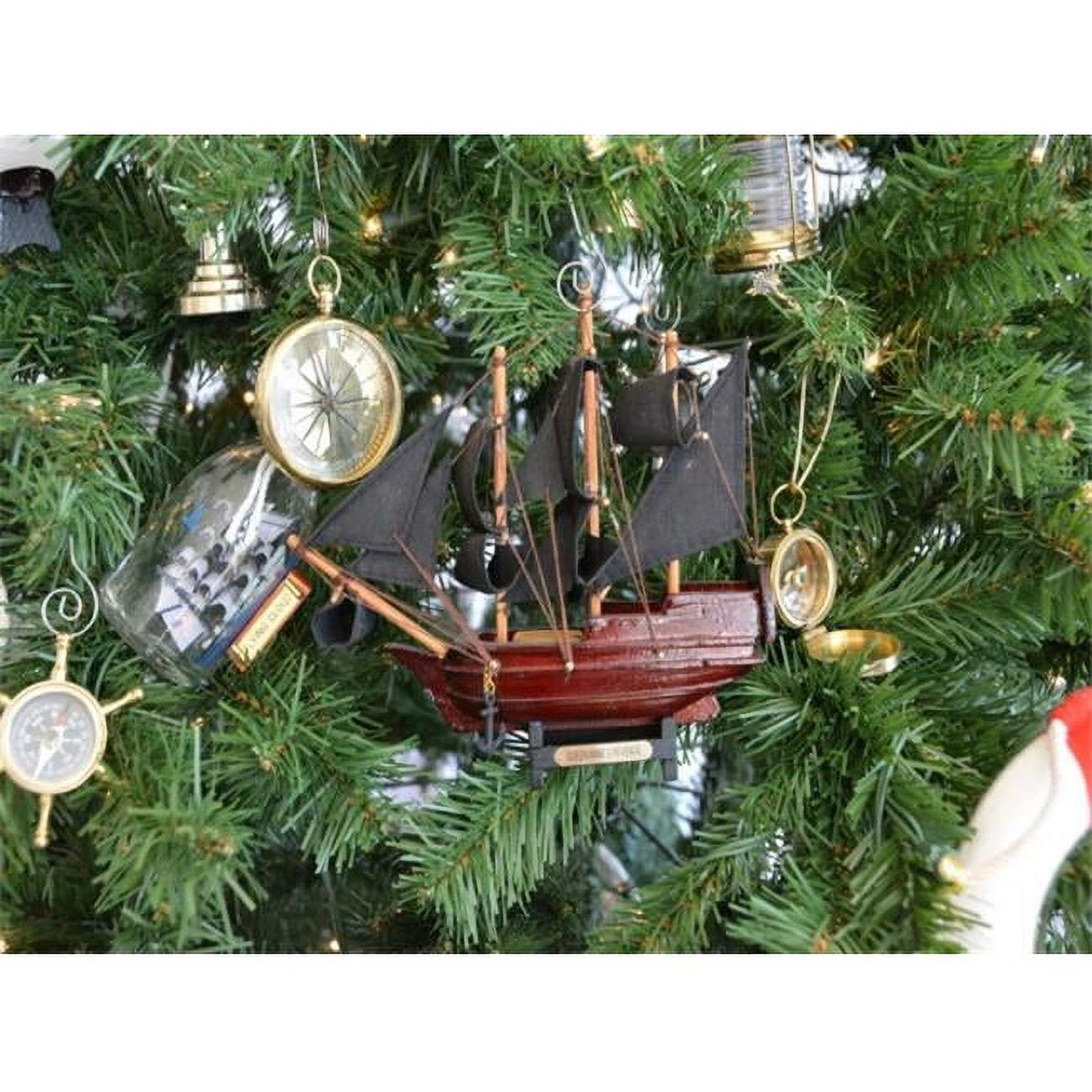 Wooden Queen Annes Revenge Model Ship Christmas Tree Ornament