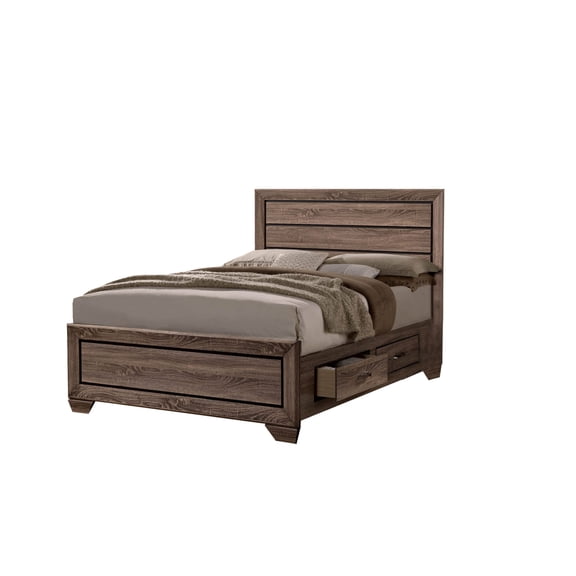 Wooden Queen Size Bed with 4 Spacious Side Rail Drawers Brown - Saltoro Sherpi
