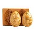 thumbnail image 1 of Wooden Rabbit Cookie Cutter & Embossing Mold - 3D Carved DIY Cookie Stamps for Baking,Christmas,Thanksgiving,,Easter - Rabbit & Flower Design, 1 of 4