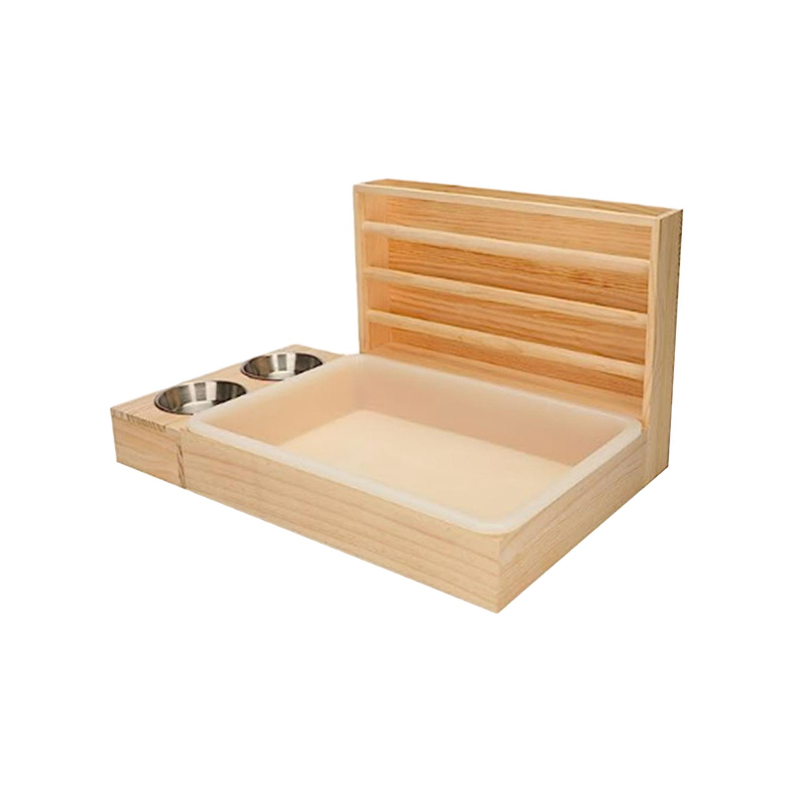 Wooden Rabbit Hay Feeder with Litter Box Multipurpose Cage Litter Pan