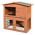 thumbnail image 1 of Wooden Rabbit Hutch 40" Outdoor Bunny Cage with Leakproof Tray & Ramp - Weatherproof Pet House for Rabbits, Guinea Pigs, Ferrets, 1 of 9