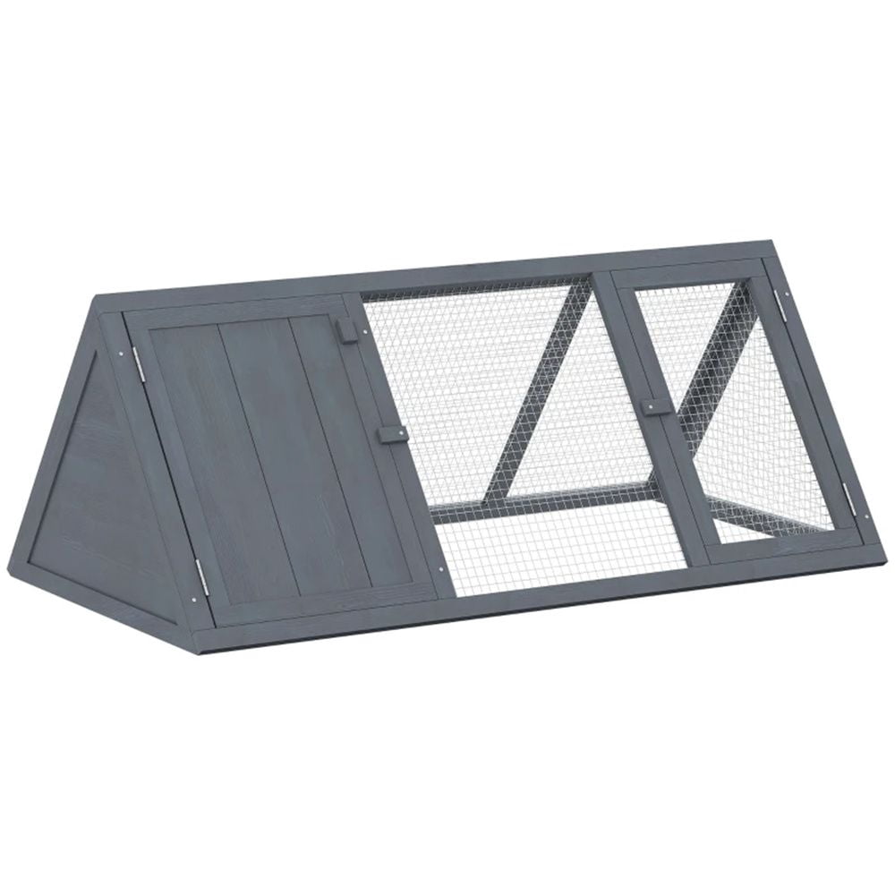 Wooden Rabbit Hutch Guinea Pig Cage Small Animal House with Run Area Gray Fir Wood Wire Mesh Pet Cage for Rabbits Guinea Pigs