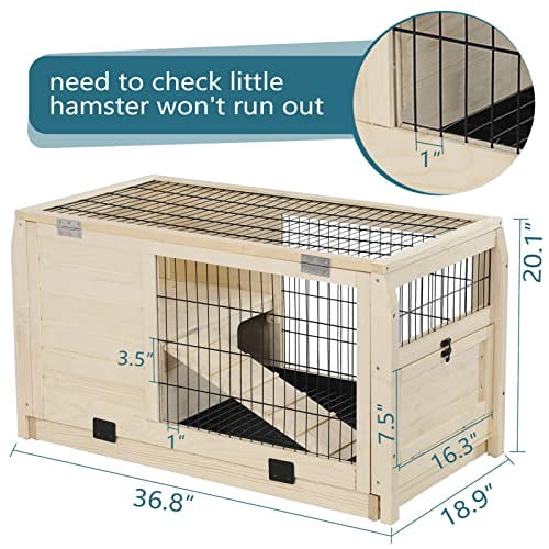 Picture of Wooden Rabbit Hutch Guinea Pig House Hamster Cage Indoor/Outdoor with ...