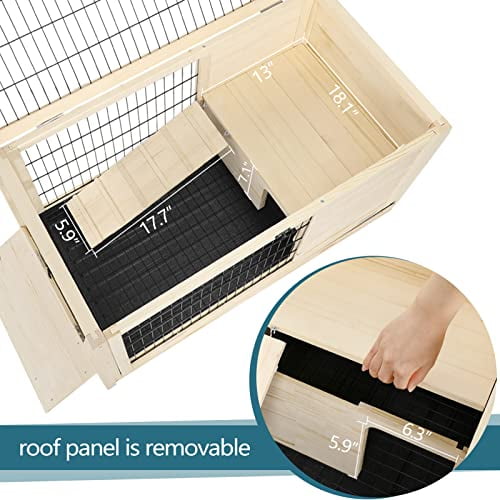View of Wooden Rabbit Hutch Guinea Pig House Hamster Cage Indoor/Outdoor with ...