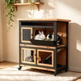 thumbnail image 1 of Wooden Rabbit Hutch Indoor Outdoor Rabbit Cage with Two Removable Trays Bunny Cage on Wheels Guinea Pig Cage 2 Story, 1 of 11