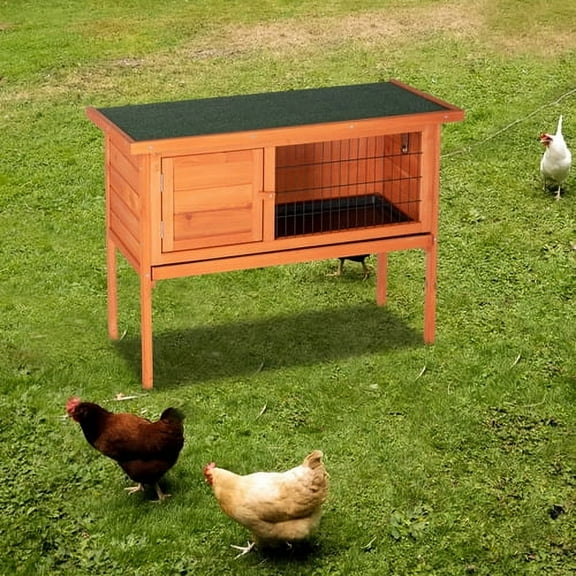 Wooden Rabbit Hutch Pet Cage,36'' Outdoor Wooden Chicken Coop,Single Deck Waterproof Wooden Chicken Coop Hen House Pet Animal Poultry Cage Rabbit Hutch with Run, Nesting Box, Wire Fence