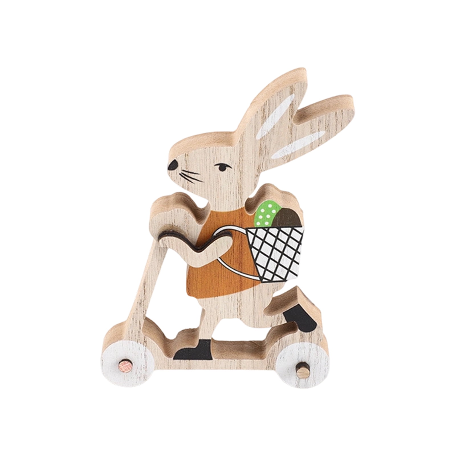 Wooden Rabbit Scooter Toy Animal Figurine for Kids Handcrafted Smooth ...