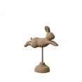 thumbnail image 1 of Wooden Rabbit Statue – Mini Flying Bunny Ornament with Base, Rustic Wooden Bunny Figurine, Animal Desktop Sculpture, Easter & Spring Home Décor, Office, Party Tabletop Decoration, Farmhouse Accent, 1 of 6