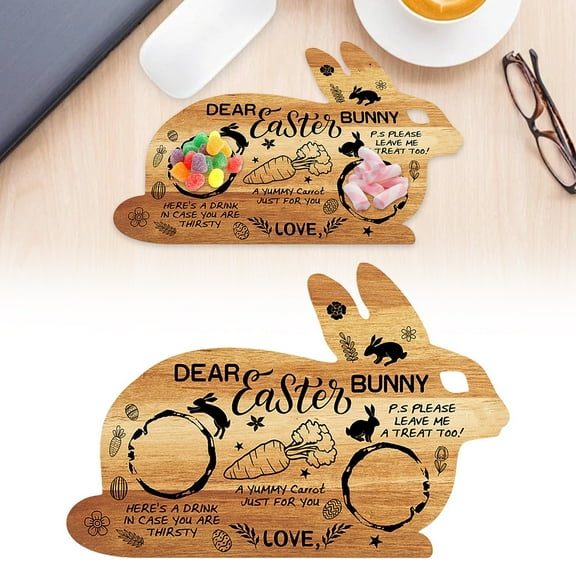 Wooden Rabbit Tray - Bunny Shaped Serving Platter for Easter Holiday Parties Charcuterie Snack Fruit Cheese Appetizer Dessert Salad Fruit Cutting Board Plate Dish - 12x7.1in