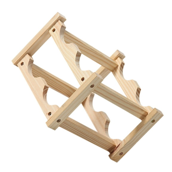 Wooden Rack 4- Bottle Countertop Rack Foldable Tabletop Free Standing Bottle Stand Holder Display Shelf for Home Kitchen Bar Cabinets