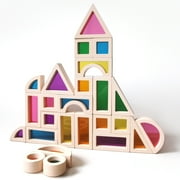 Wooden Rainbow Stacking Blocks,Montessori Sensory Building Toys for Toddler 2-7 Years Old, Best Educational Toys for Baby Boys or Girls Gift, 25 Pcs Colorful Wooden Building Blocks
