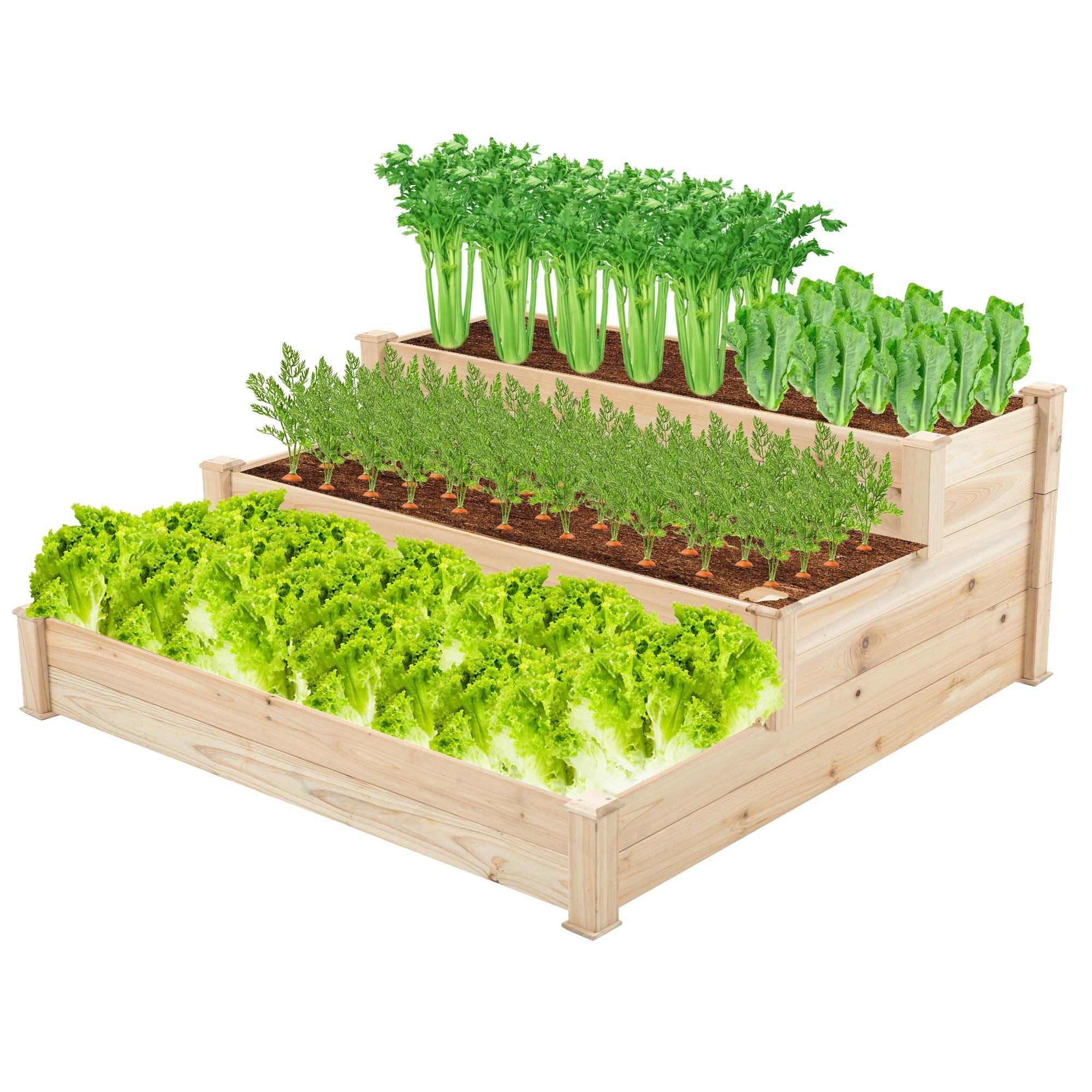 Wooden Raised Garden Bed, 3-Tier Modular Planter Box Raised Bed for ...