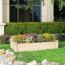 Wooden Raised Garden Bed - 48" Lx24" Wx10" Rectangular Planter Box for Vegetables, Flowers, Herbs & Fruits - Natural Fir Wood Outdoor Garden Bed