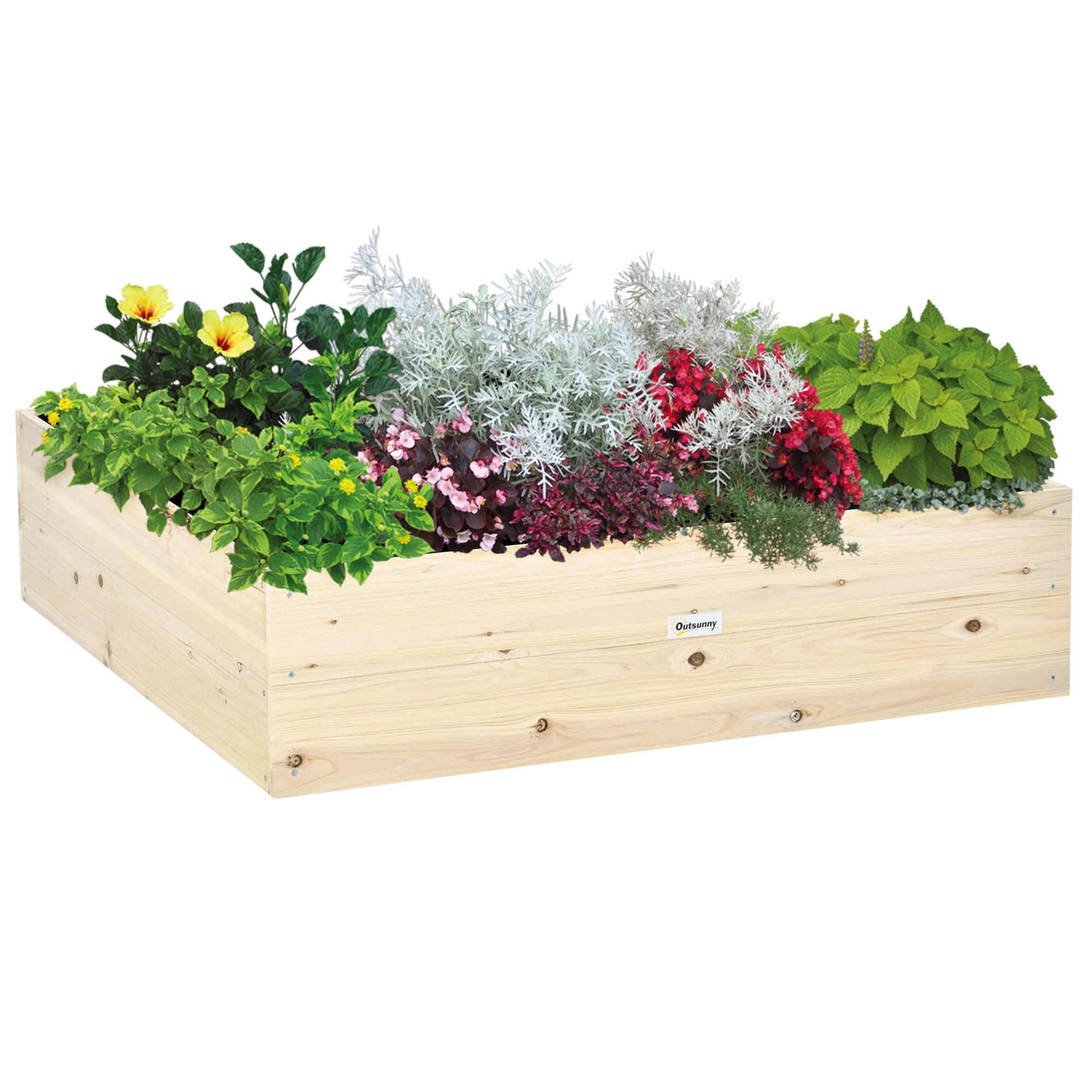 Wooden Raised Garden Bed Kit, Elevated Planter Box with Bed Liner for