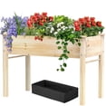 thumbnail image 1 of Yacona 48" x 24" x 31" Wooden Planter Box, Outdoor Raised Garden Bed with Legs, for Herbs Flowers Vegetables, 1 of 10