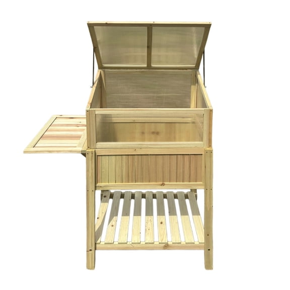 Wooden Raised Greenhouse with Potting Table