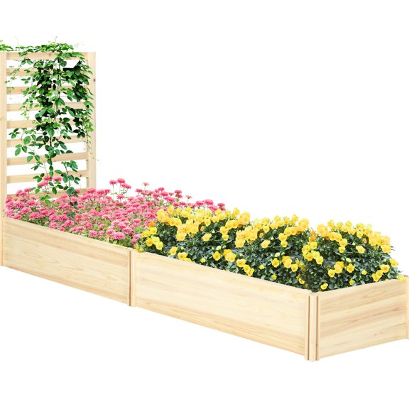 Wooden Raised Planter with Two Compartments | Ideal for Multiple Plant Types | Customize Your Gardening Setup