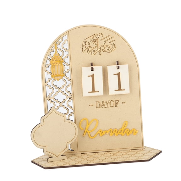 Wooden Ramadan Countdown Calendar DIY Eid Mubarak Advent Calendar with Numbers Holiday Ornament Decor, 9.06 x 5.91 x 0.39 Inches / 23 x 15 x 1 cm